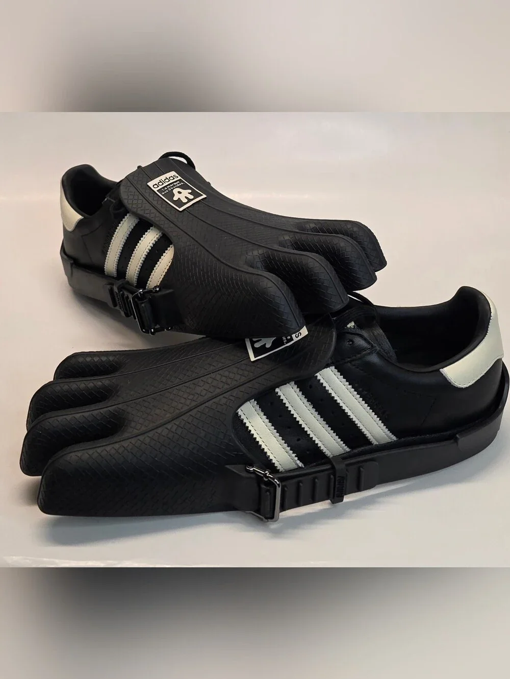 adidas Men’s Black Swim Fins with White Stripe Accents